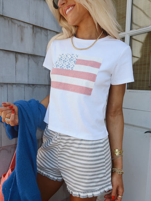 Coastal Cutie Striped Shorts // H. Grey *PREORDER*